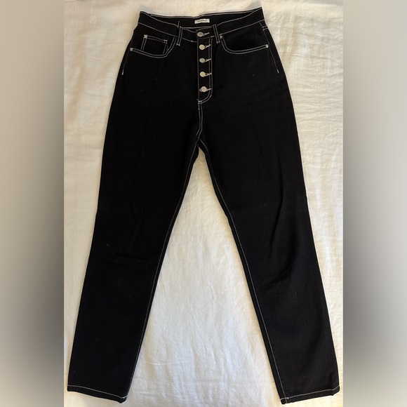 WeWoreWhat The Danielle Straight in Black with White Stiching - Picture 5 of 7